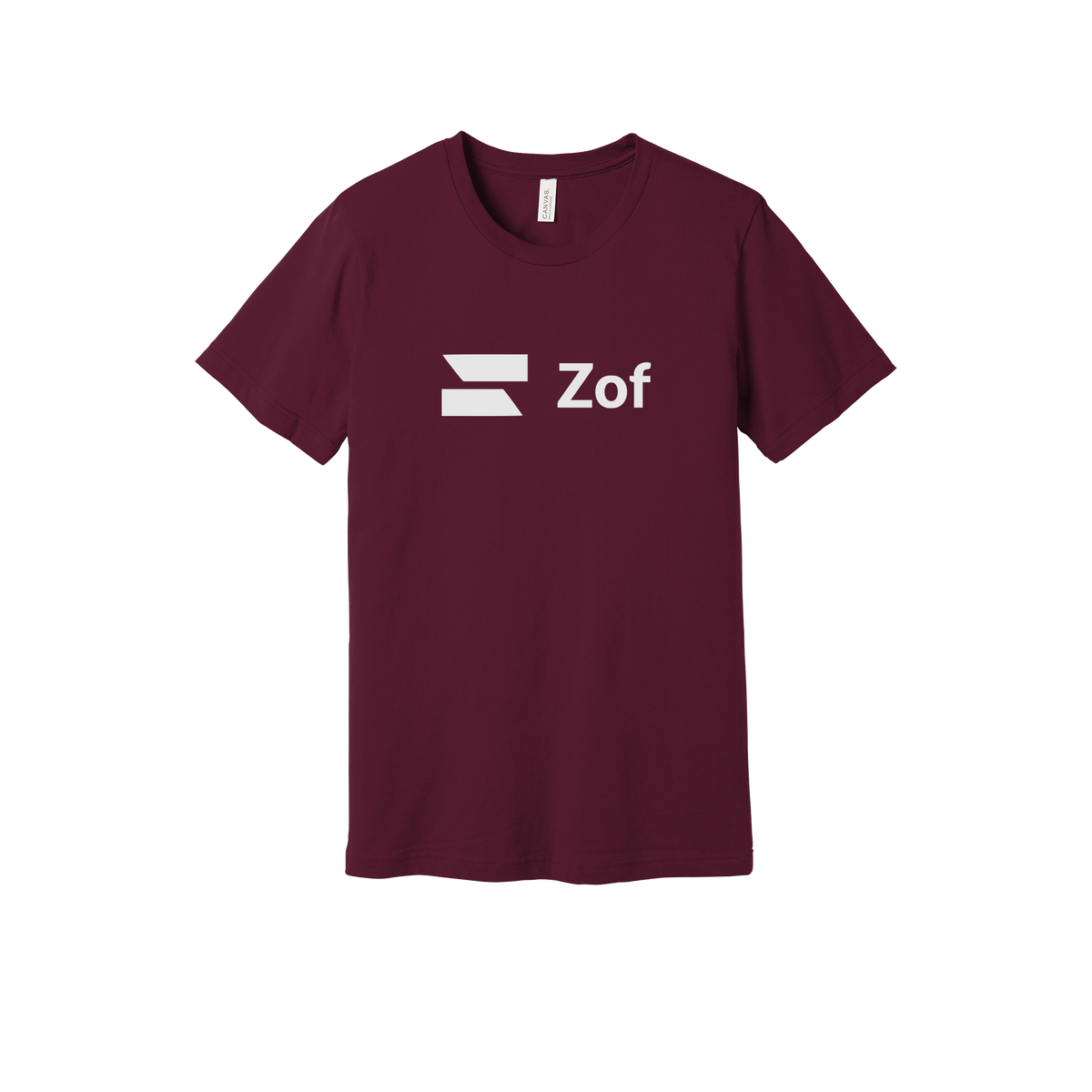 zof-everyday-essentials-short-sleeve-tee-dtf-front-BC3001-maroon-flat-front
