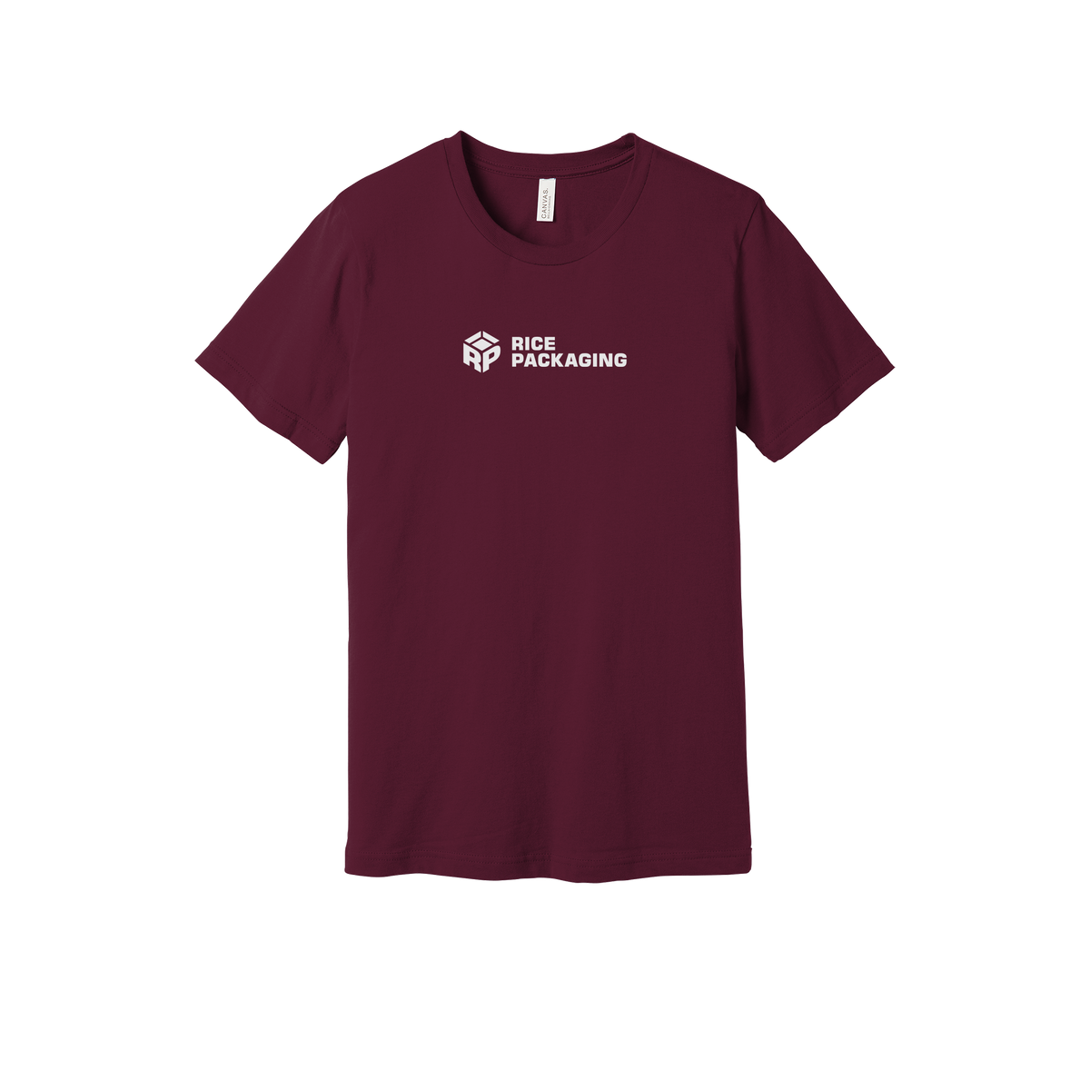 ricepackaging-everyday-essentials-short-sleeve-tee-dtf-front-BC3001-maroon-flat-front