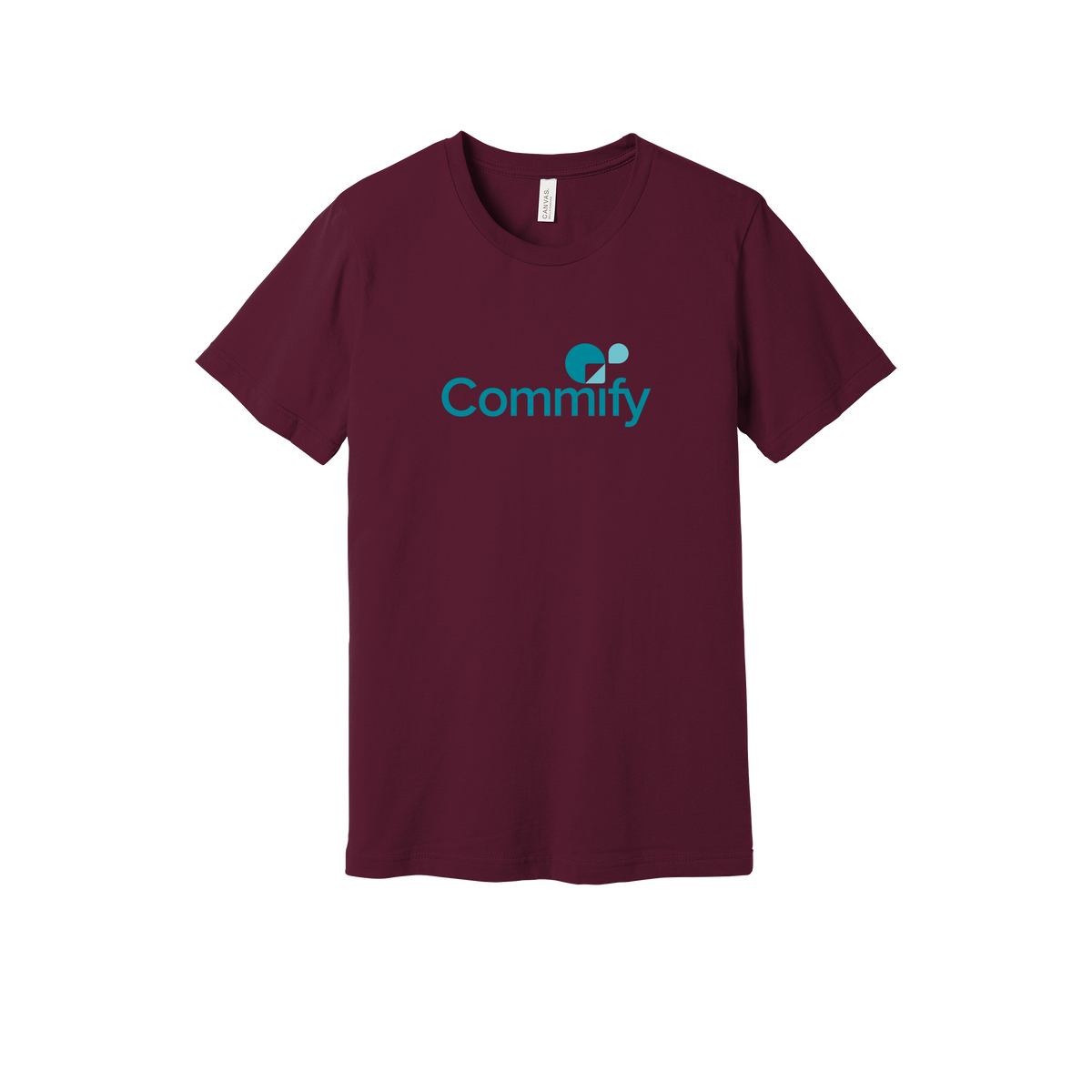 commify-everyday-essentials-short-sleeve-tee-dtf-front-BC3001-maroon-flat-front