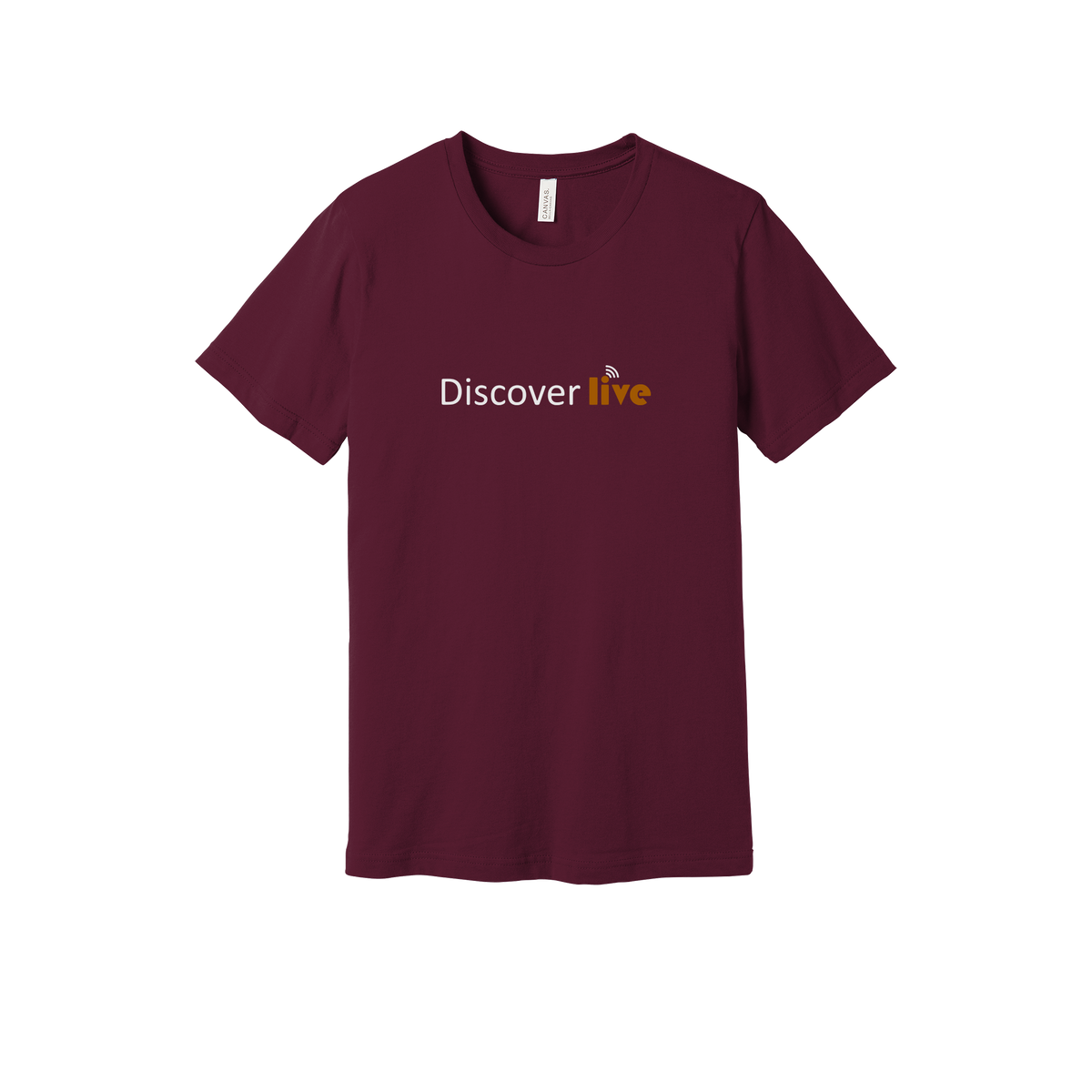 discover-everyday-essentials-short-sleeve-tee-dtf-front-BC3001-maroon-flat-front