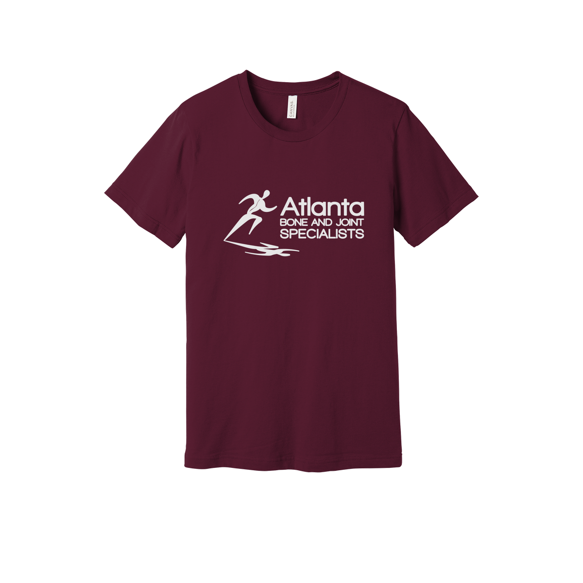 atlantaboneandjoint-everyday-essentials-clinic-short-sleeve-tee-dtf-front-BC3001-maroon-flat-front