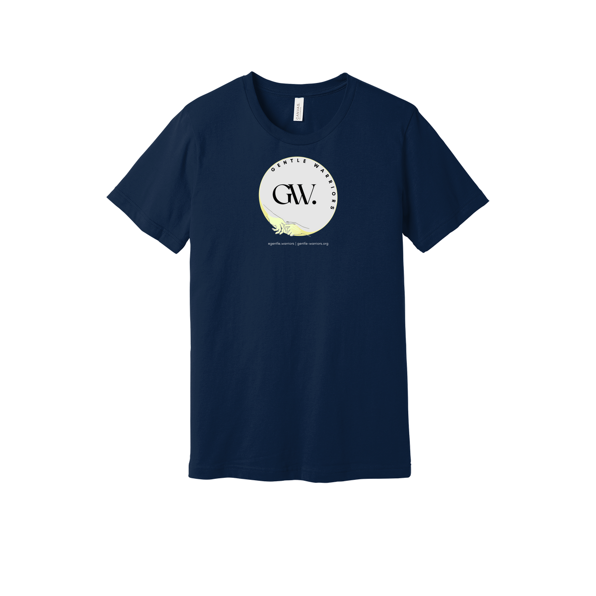 gentle-warriors-everyday-essentials-short-sleeve-tee-dtf-front-BC3001-navy-flat-front
