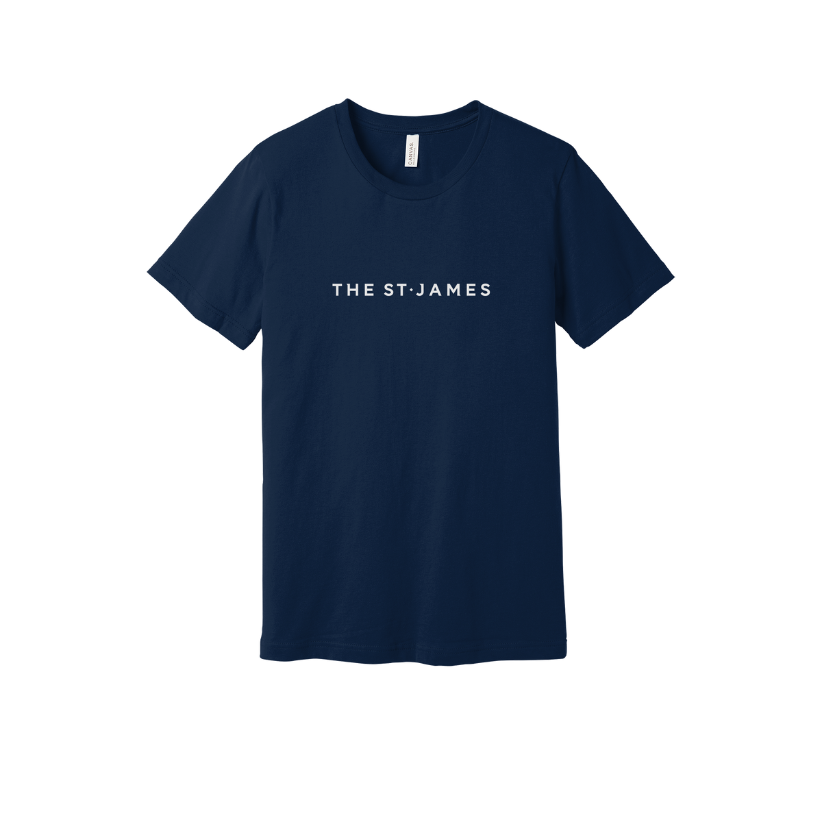 thestjames-everyday-essentials-short-sleeve-tee-dtf-front-BC3001-navy-flat-front