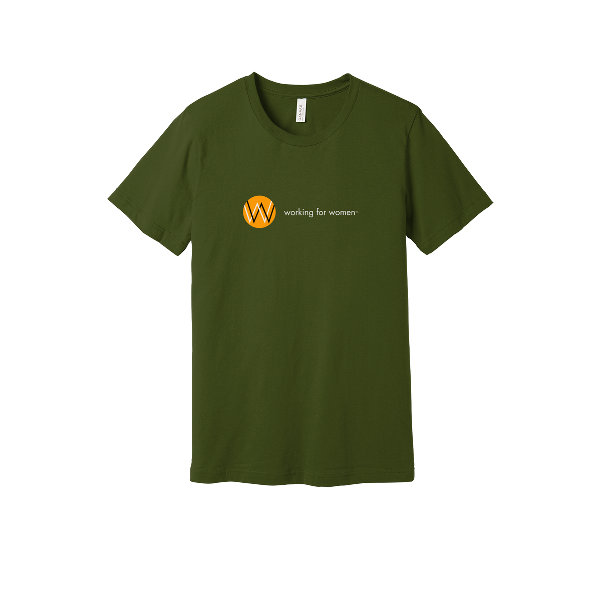 workingforwomen-everyday-essentials-short-sleeve-tee-dtf-front-BC3001-olive-flat-front