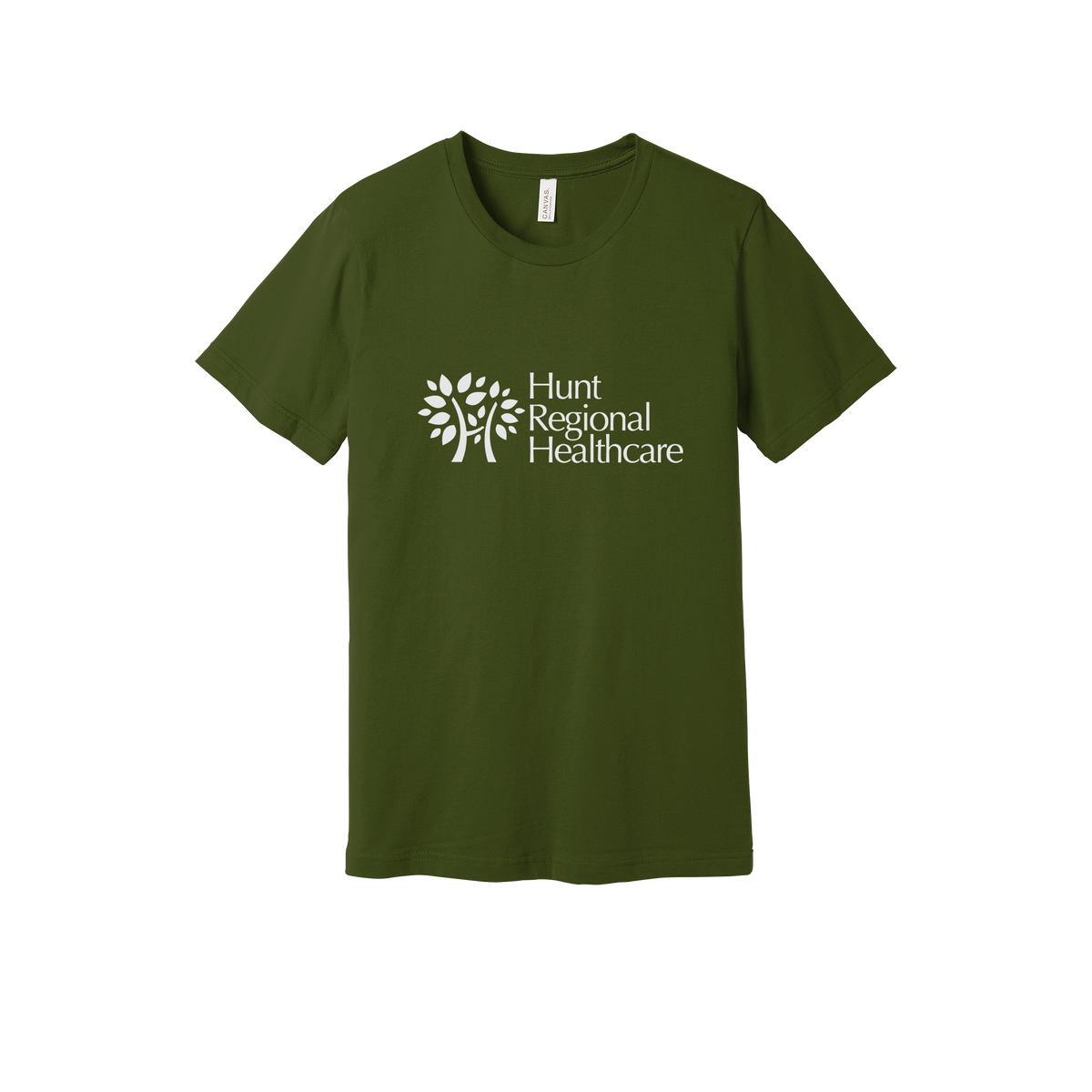 huntregional-everyday-essentials-clinic-short-sleeve-tee-dtf-front-BC3001-olive-flat-front