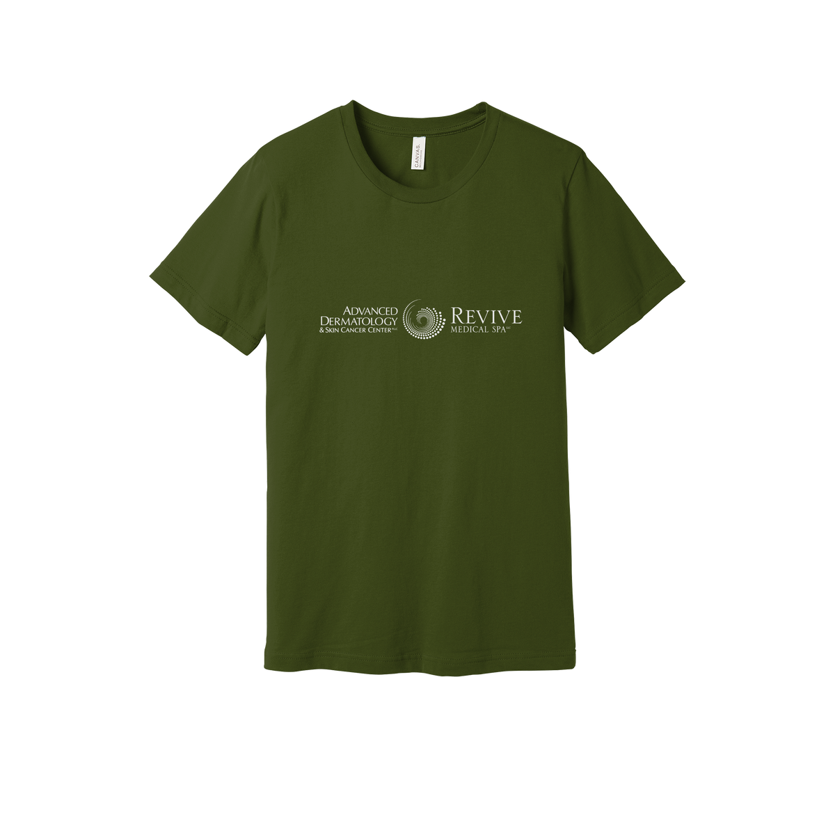 advancedskinmd-everyday-essentials-clinic-short-sleeve-tee-dtf-front-BC3001-olive-flat-front