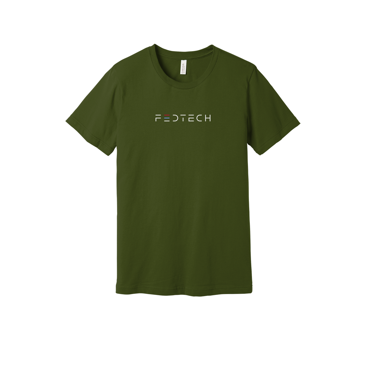 fedtech-everyday-essentials-short-sleeve-tee-dtf-front-BC3001-olive-flat-front