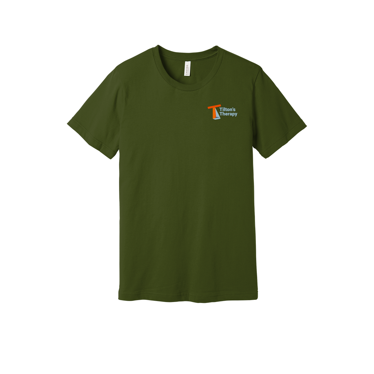 tiltonstherapy-everyday-essentials-short-sleeve-tee-dtf-leftchest-BC3001-olive-flat-front