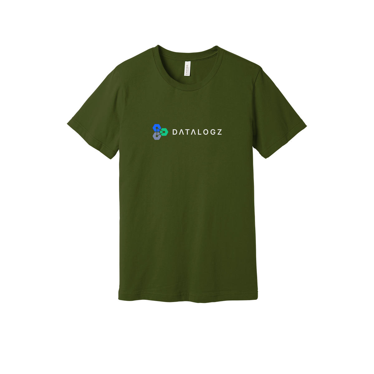 datalogz-everyday-essentials-short-sleeve-tee-dtf-front-BC3001-olive-flat-front