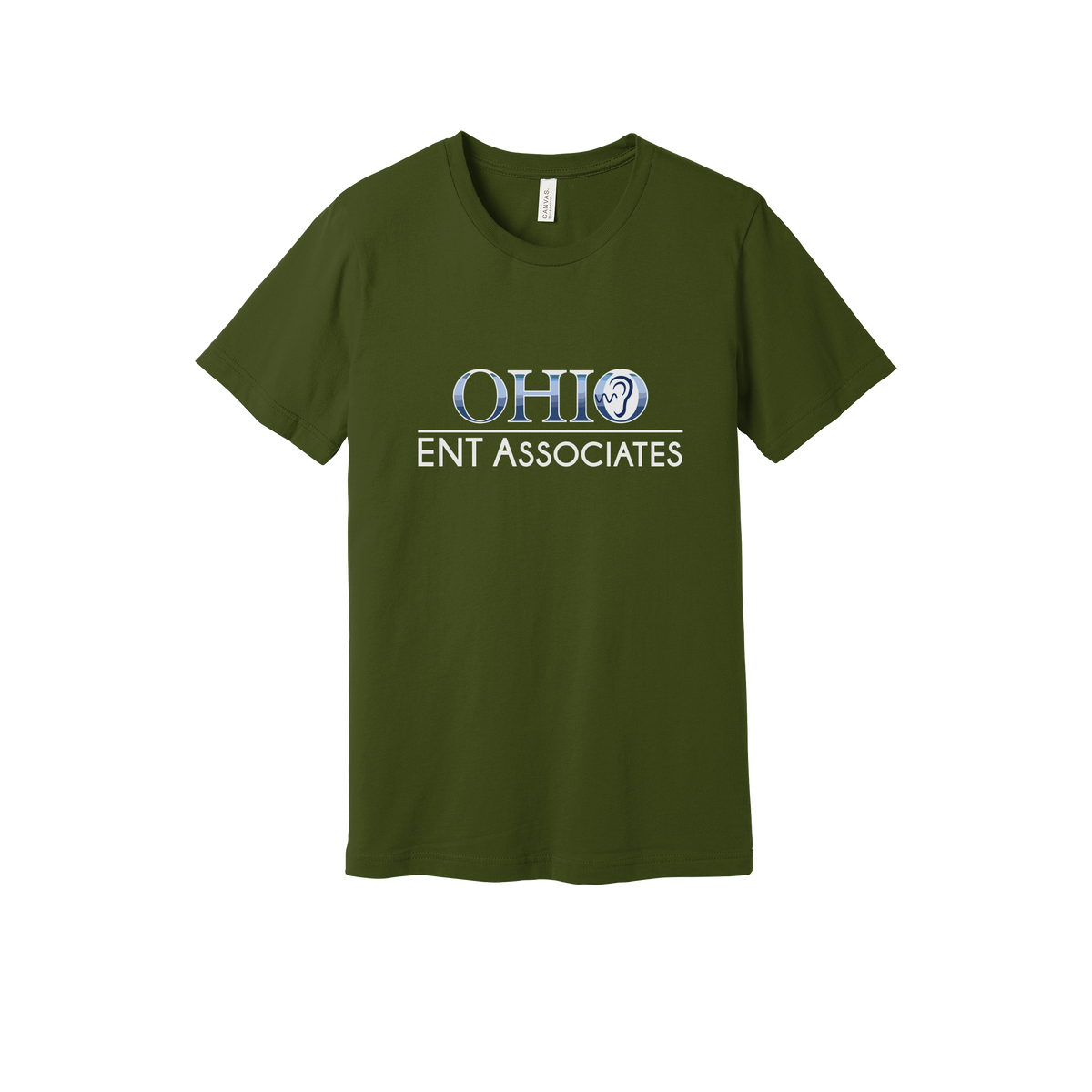 ohioentaudiology-everyday-essentials-clinic-short-sleeve-tee-dtf-front-BC3001-olive-flat-front