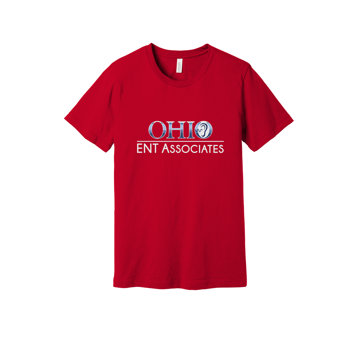 ohioentaudiology-everyday-essentials-clinic-short-sleeve-tee-dtf-front-BC3001-red-flat-front
