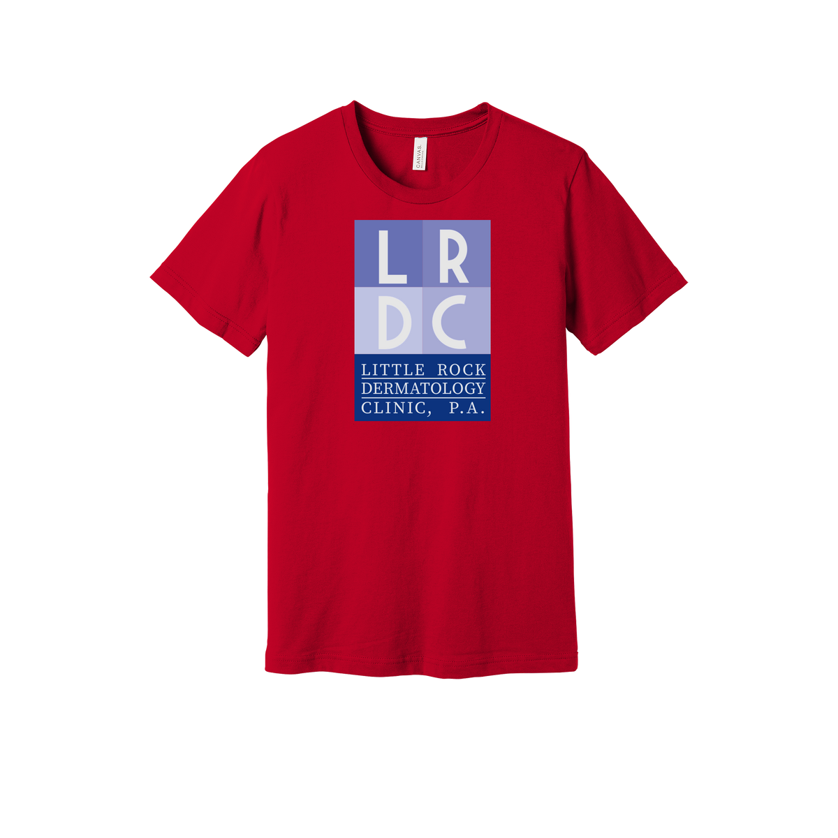 littlerockdermatology-everyday-essentials-clinic-short-sleeve-tee-dtf-front-BC3001-red-flat-front