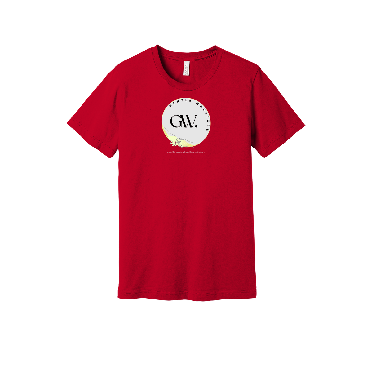 gentle-warriors-everyday-essentials-short-sleeve-tee-dtf-front-BC3001-red-flat-front
