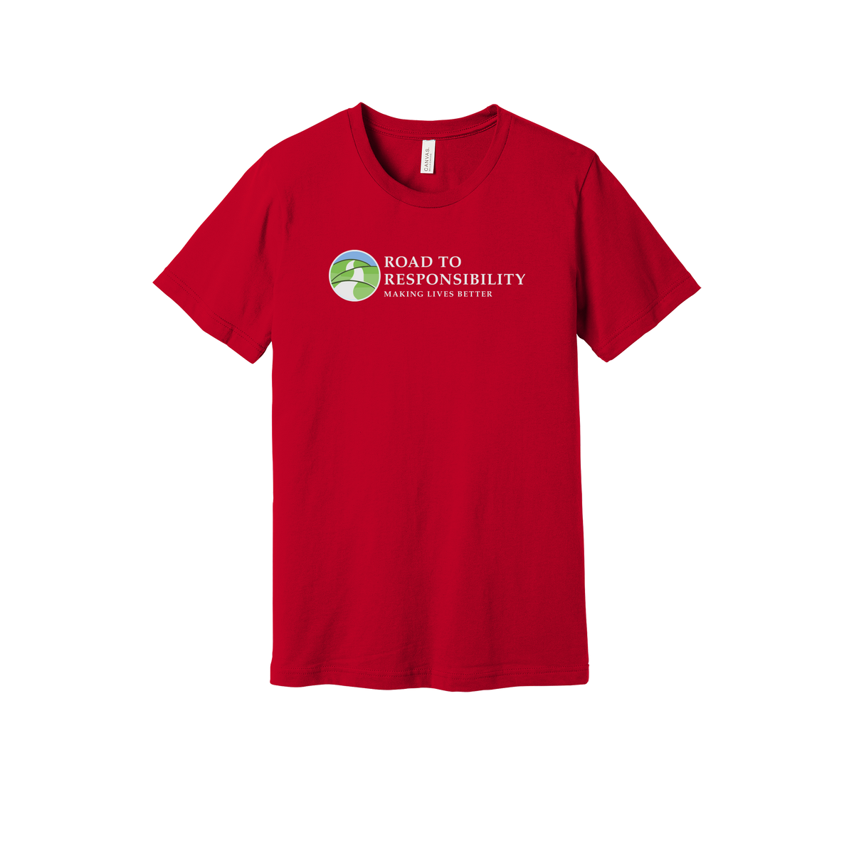 roadtoresponsibility-everyday-essentials-short-sleeve-tee-dtf-front-BC3001-red-flat-front