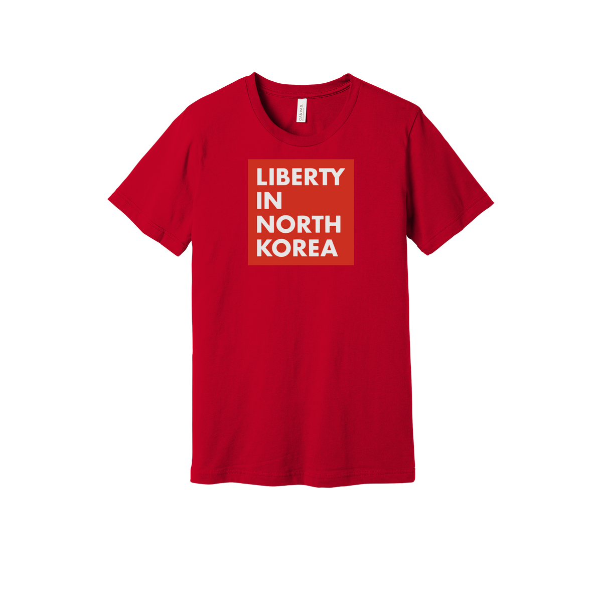 libertyinnorthkorea-everyday-essentials-short-sleeve-tee-dtf-front-BC3001-red-flat-front