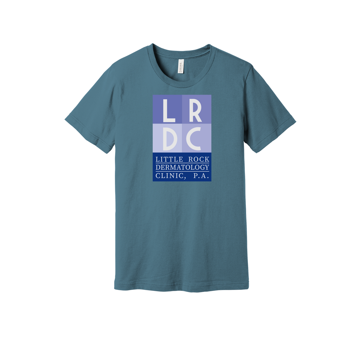littlerockdermatology-everyday-essentials-clinic-short-sleeve-tee-dtf-front-BC3001-steelblue-flat-front