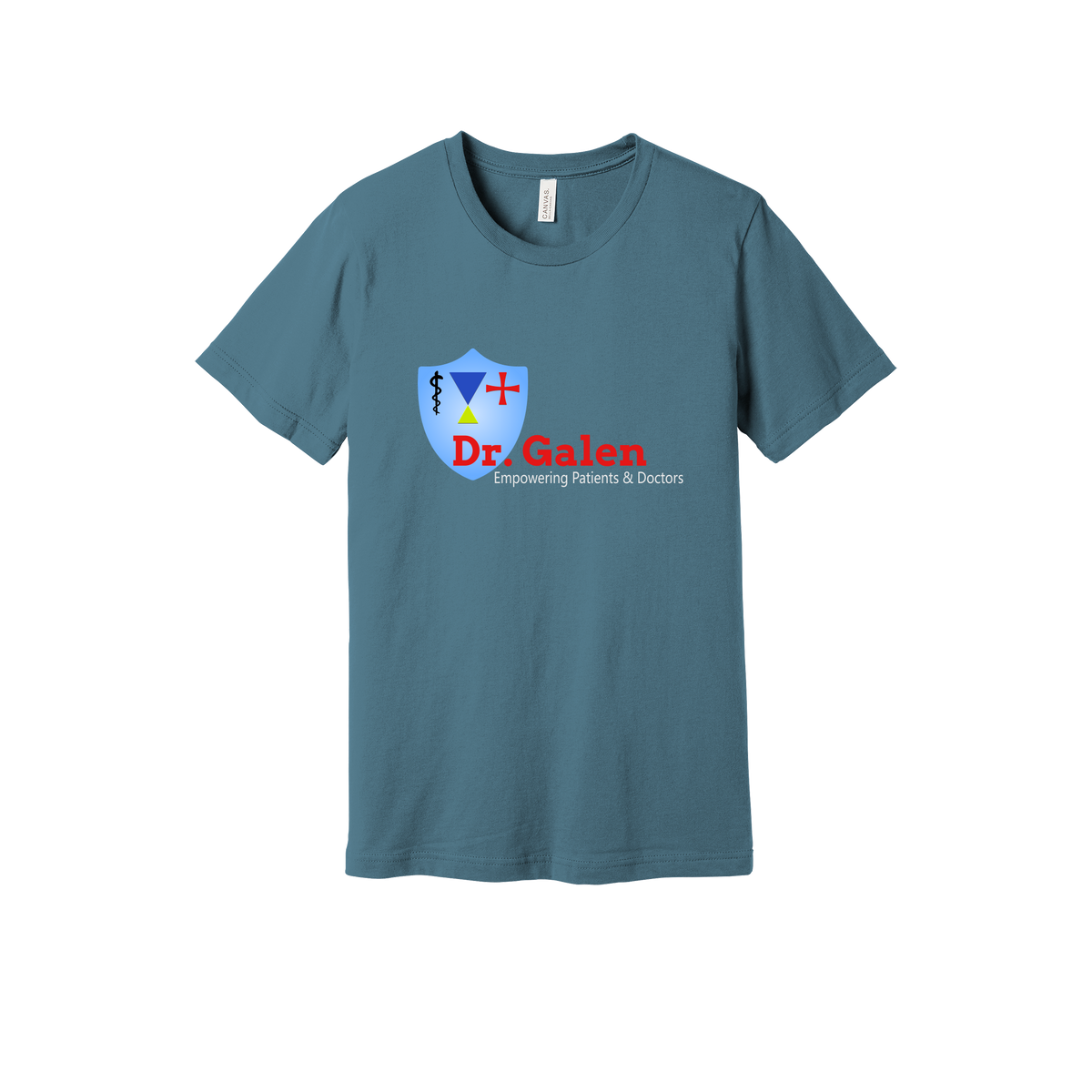 drgalen-everyday-essentials-clinic-short-sleeve-tee-dtf-front-BC3001-steelblue-flat-front