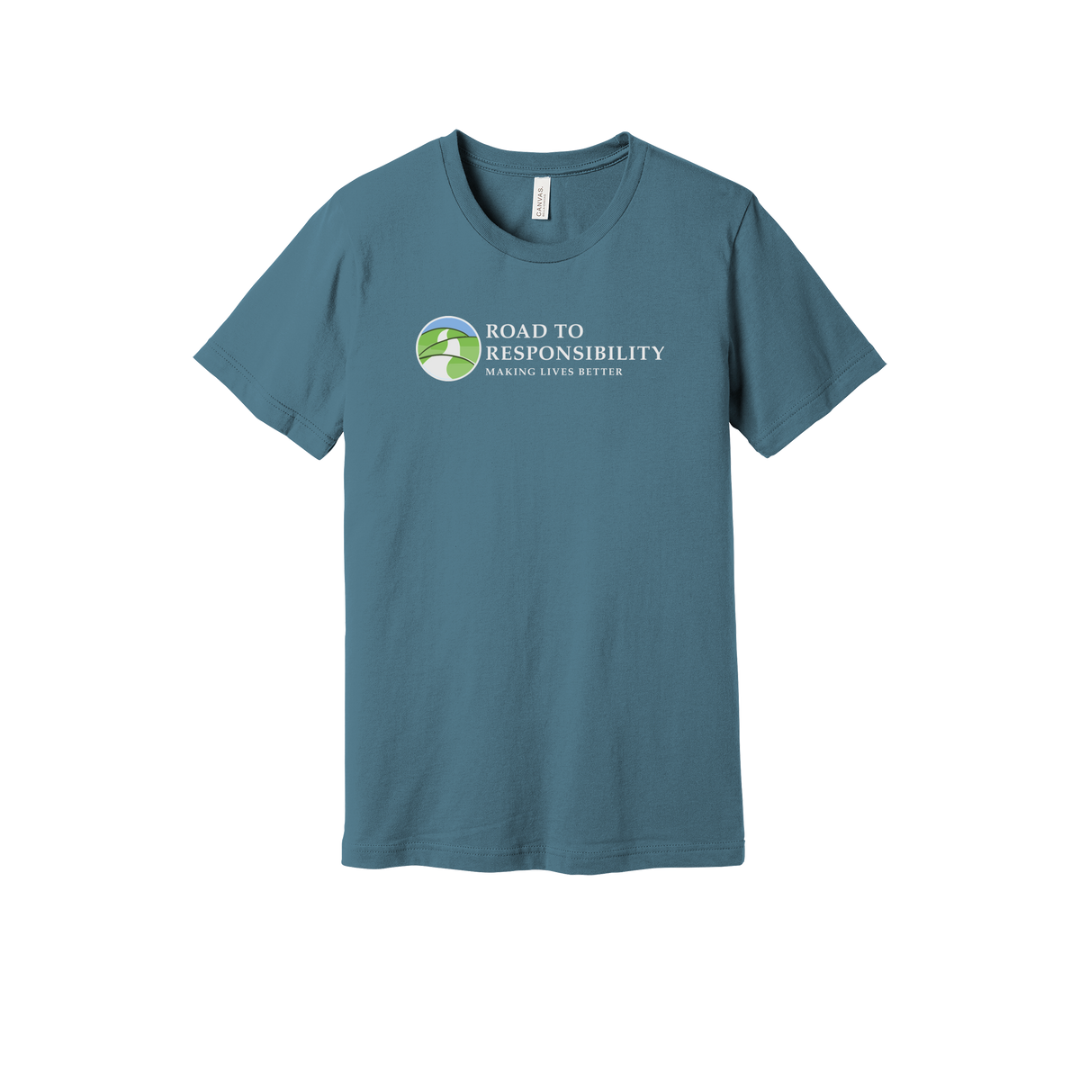 roadtoresponsibility-everyday-essentials-short-sleeve-tee-dtf-front-BC3001-steelblue-flat-front