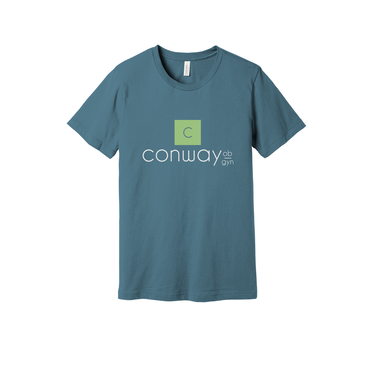 conwayobgyn-everyday-essentials-clinic-short-sleeve-tee-dtf-front-BC3001-steelblue-flat-front