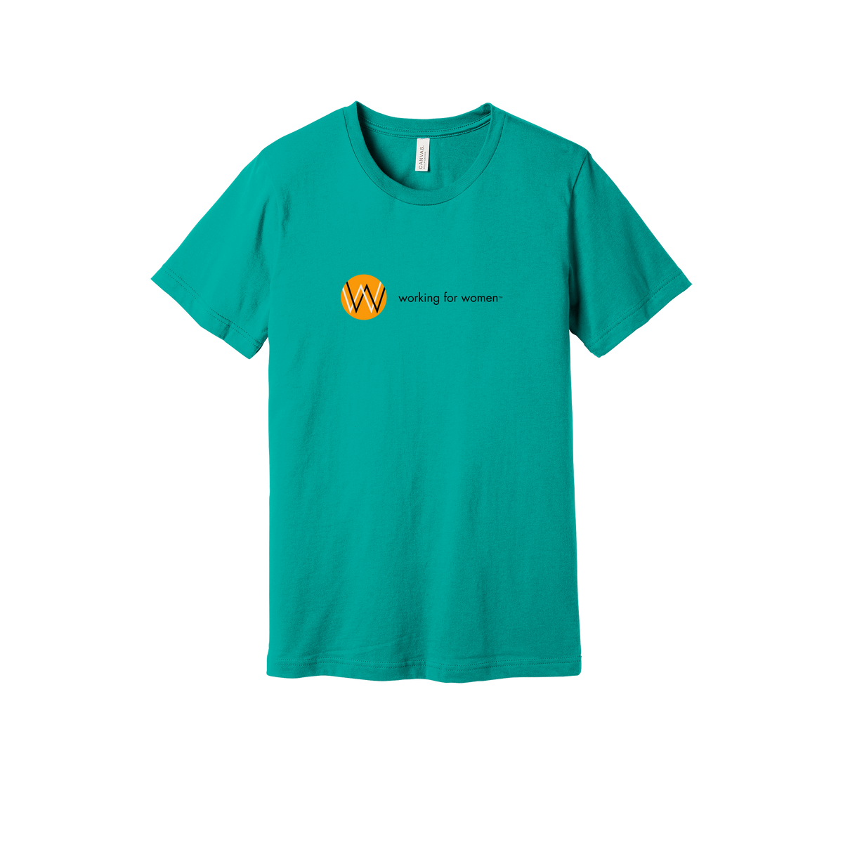 workingforwomen-everyday-essentials-short-sleeve-tee-dtf-front-BC3001-teal-flat-front