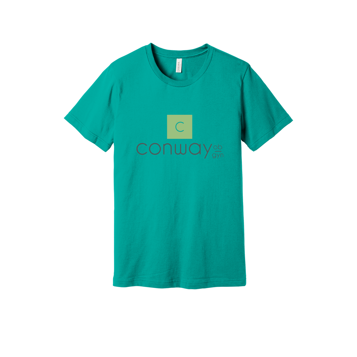 conwayobgyn-everyday-essentials-clinic-short-sleeve-tee-dtf-front-BC3001-teal-flat-front
