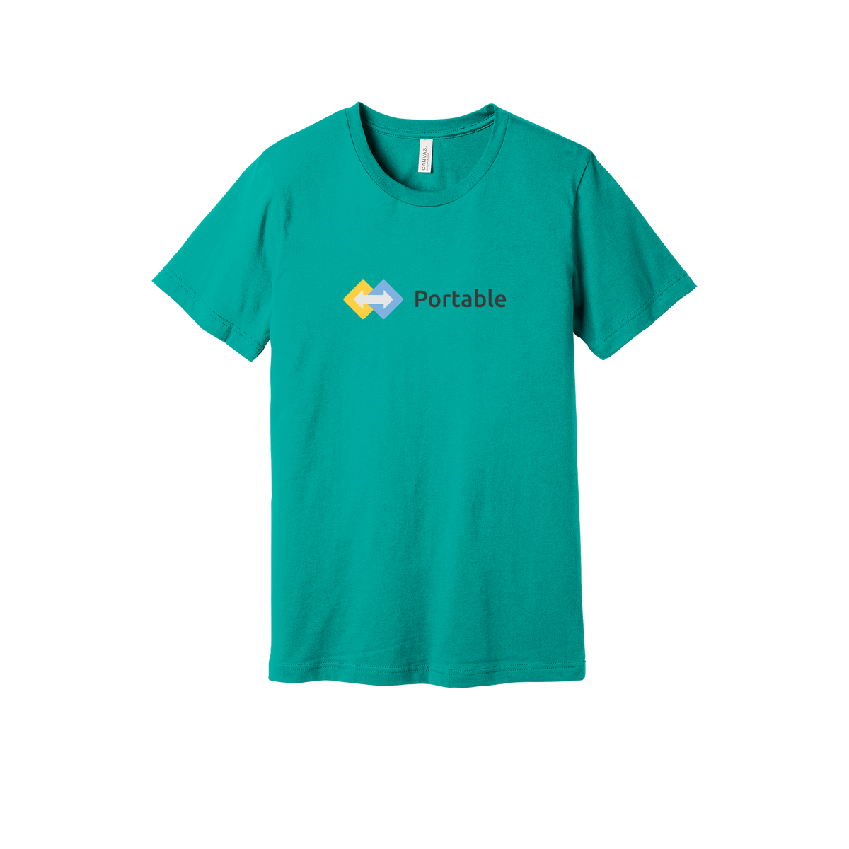 portable-everyday-essentials-short-sleeve-tee-dtf-front-BC3001-teal-flat-front