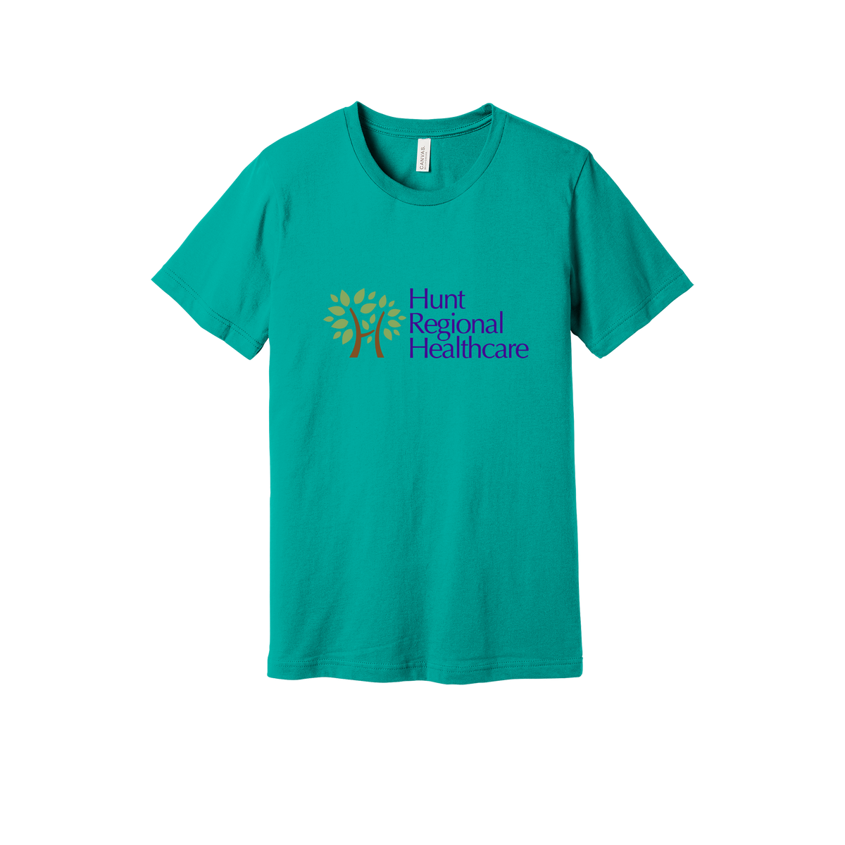 huntregional-everyday-essentials-clinic-short-sleeve-tee-dtf-front-BC3001-teal-flat-front