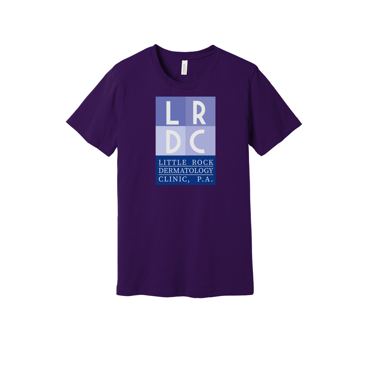 littlerockdermatology-everyday-essentials-clinic-short-sleeve-tee-dtf-front-BC3001-teampurple-flat-front