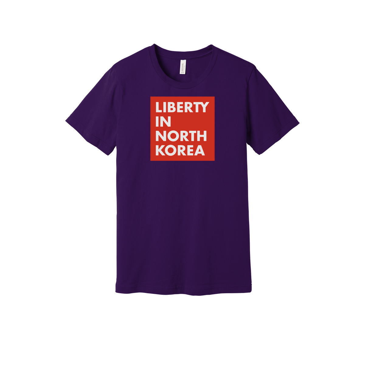 libertyinnorthkorea-everyday-essentials-short-sleeve-tee-dtf-front-BC3001-teampurple-flat-front