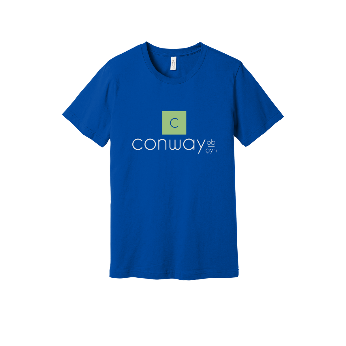 conwayobgyn-everyday-essentials-clinic-short-sleeve-tee-dtf-front-BC3001-trueroyal-flat-front