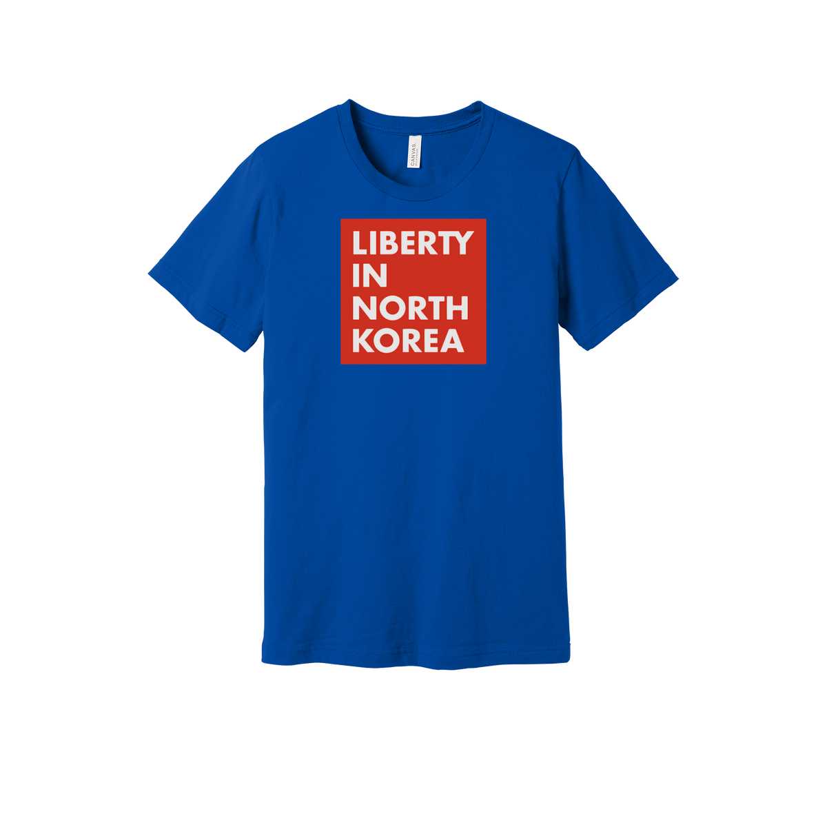 libertyinnorthkorea-everyday-essentials-short-sleeve-tee-dtf-front-BC3001-trueroyal-flat-front