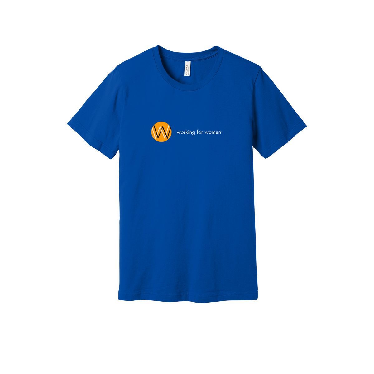 workingforwomen-everyday-essentials-short-sleeve-tee-dtf-front-BC3001-trueroyal-flat-front