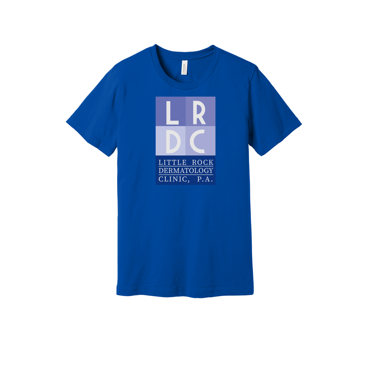 littlerockdermatology-everyday-essentials-clinic-short-sleeve-tee-dtf-front-BC3001-trueroyal-flat-front