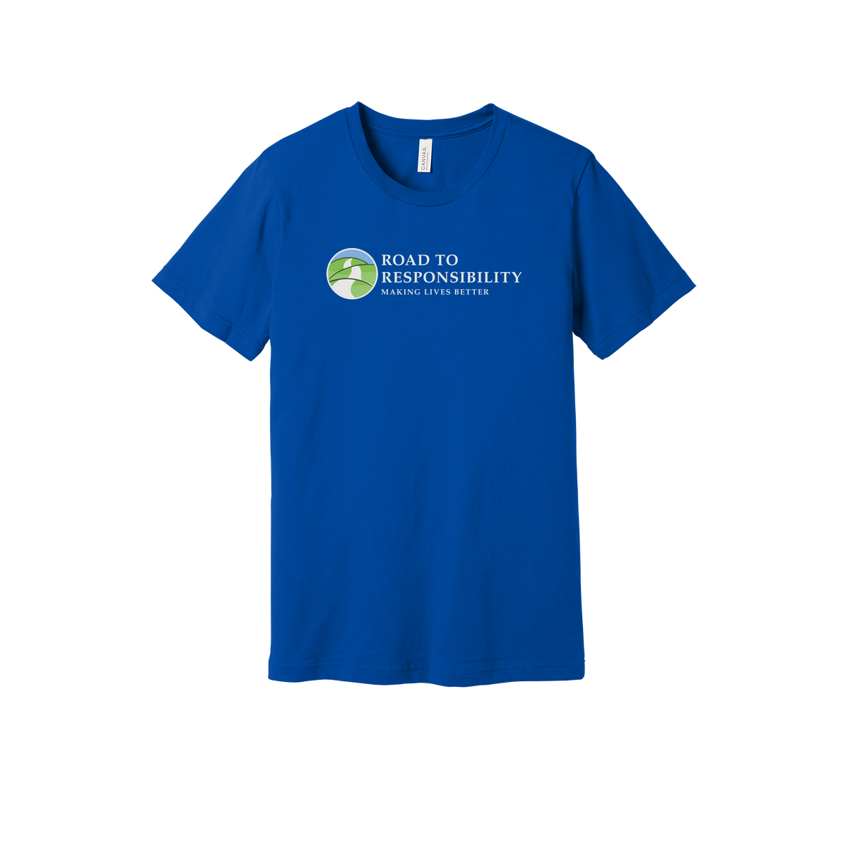 roadtoresponsibility-everyday-essentials-short-sleeve-tee-dtf-front-BC3001-trueroyal-flat-front