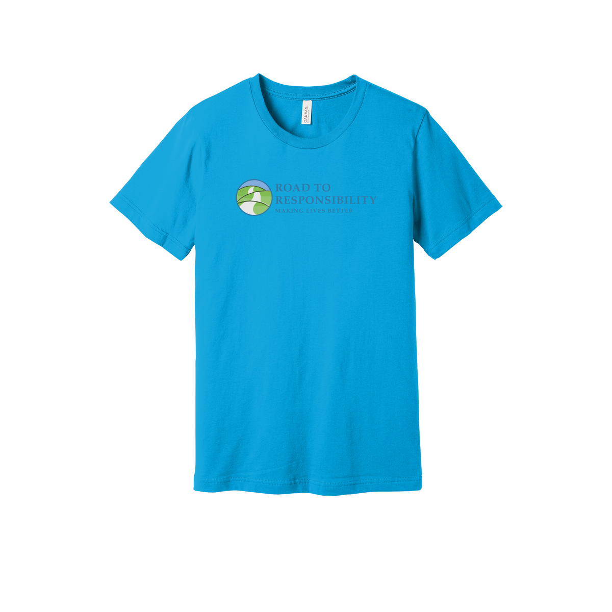 roadtoresponsibility-everyday-essentials-short-sleeve-tee-dtf-front-BC3001-turquoise-flat-front
