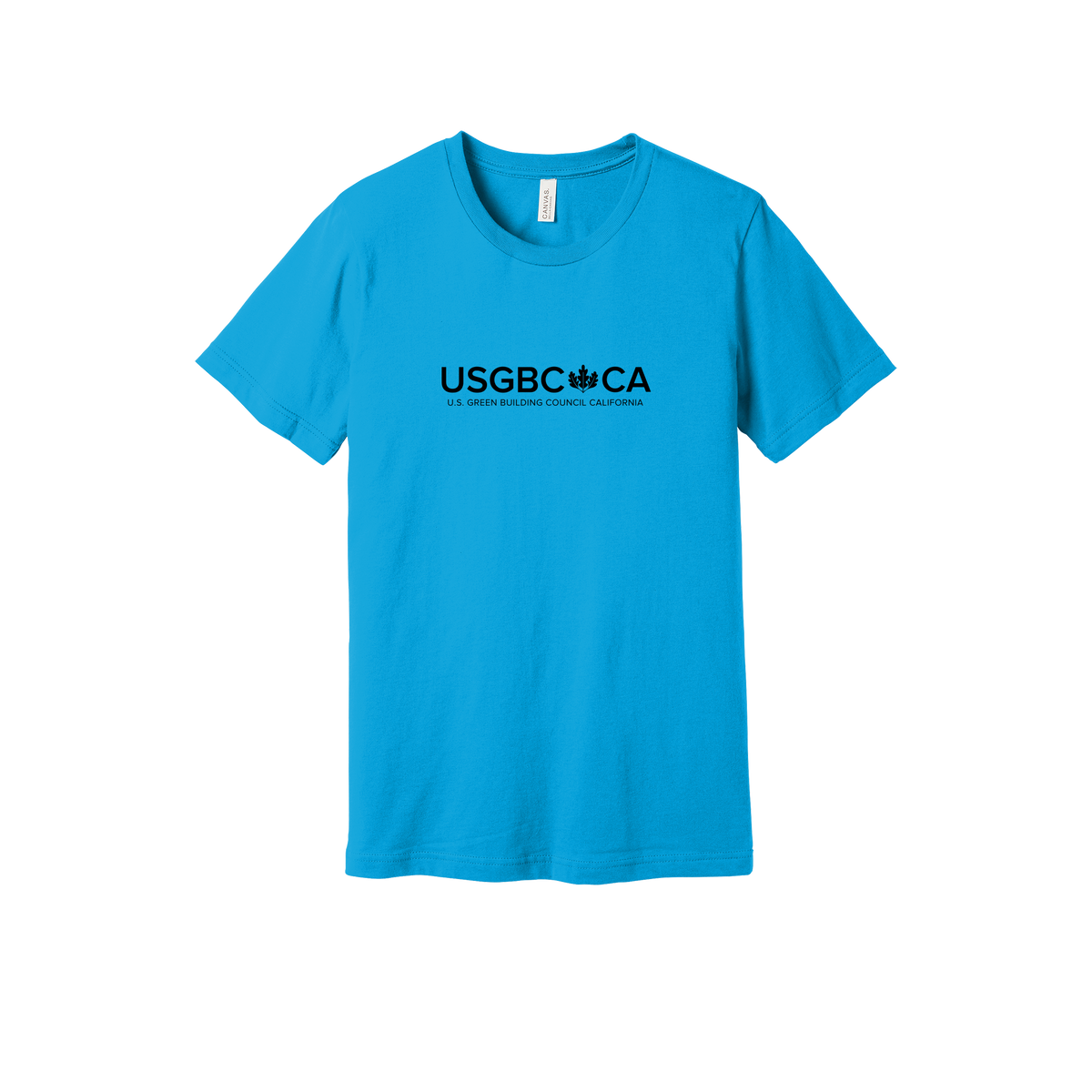 usgbc-ca-everyday-essentials-short-sleeve-tee-dtf-front-BC3001-turquoise-flat-front