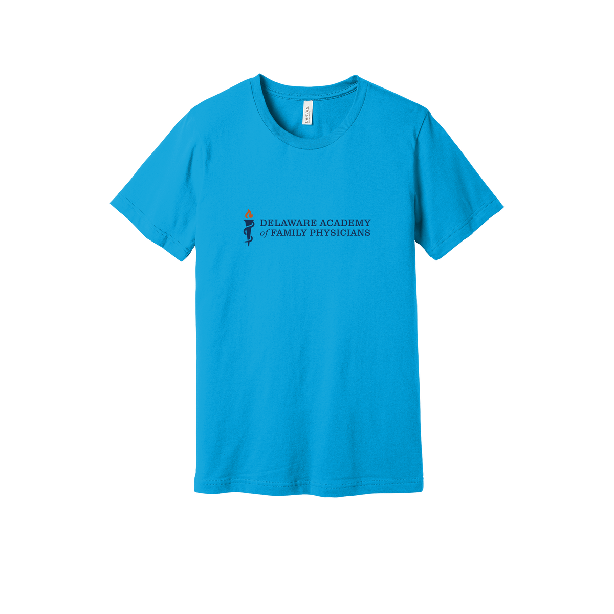 delfamdoc-everyday-essentials-clinic-short-sleeve-tee-dtf-front-BC3001-turquoise-flat-front