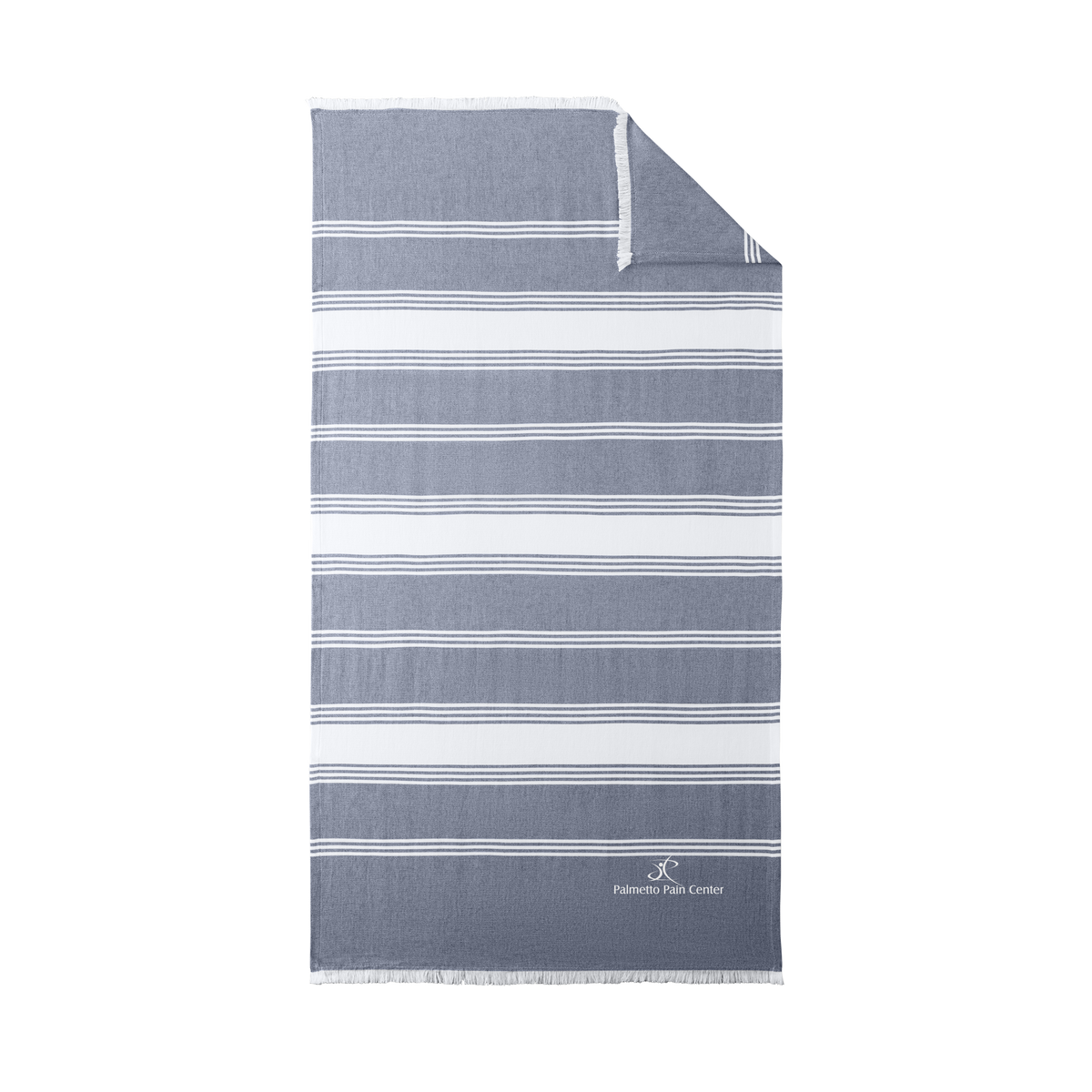 palmetto-pain-center-port-authority-beach-throw-embroidery-bottomright-BP91-riverbluenavywhite-flat-front