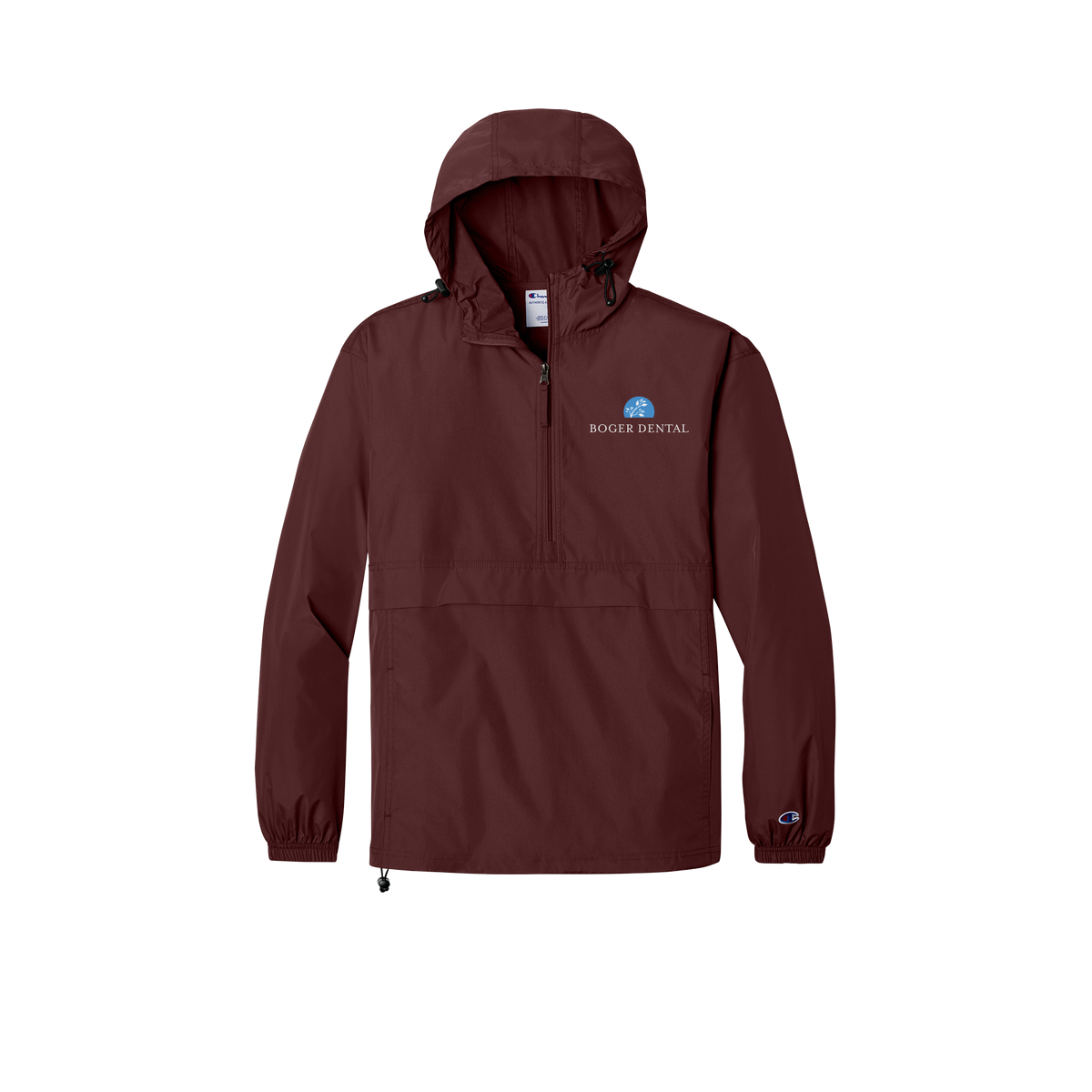 boger-dental-champion-packable-jacket-embroidery-leftchest-CO200-maroon-flat-front
