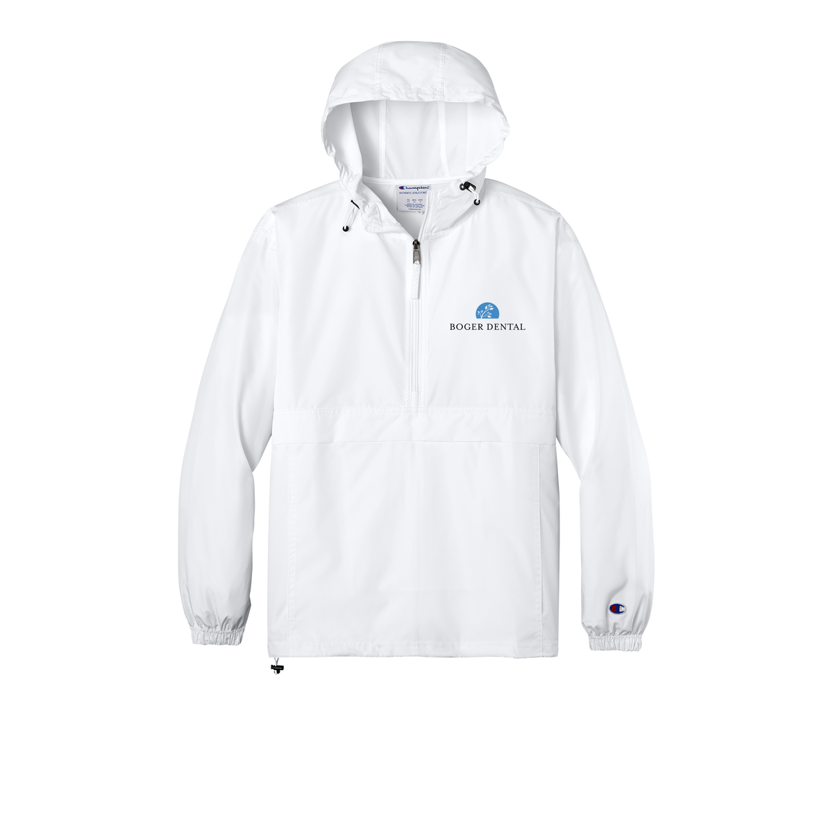 boger-dental-champion-packable-jacket-embroidery-leftchest-CO200-white-flat-front
