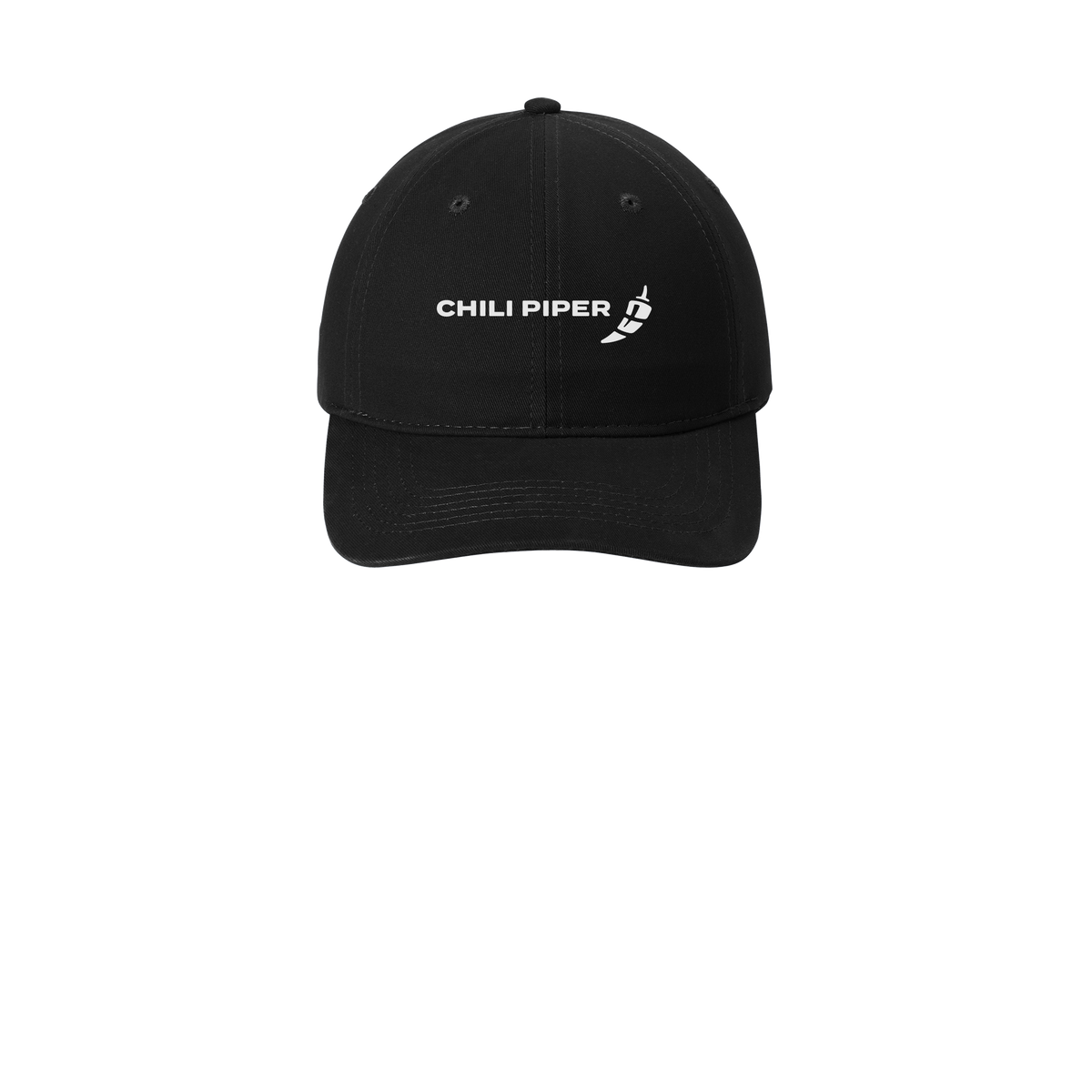 chilipiper-low-profile-dad-cap-embroidery-capfront-CP77-black-flat-front