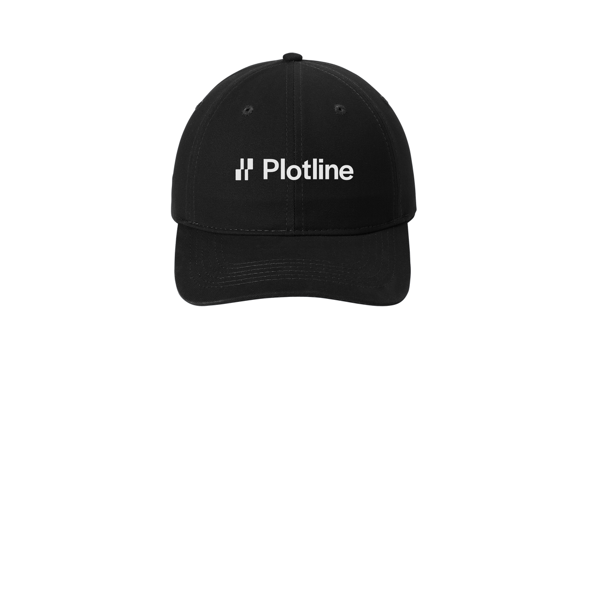 plotline-low-profile-dad-cap-embroidery-capfront-CP77-black-flat-front