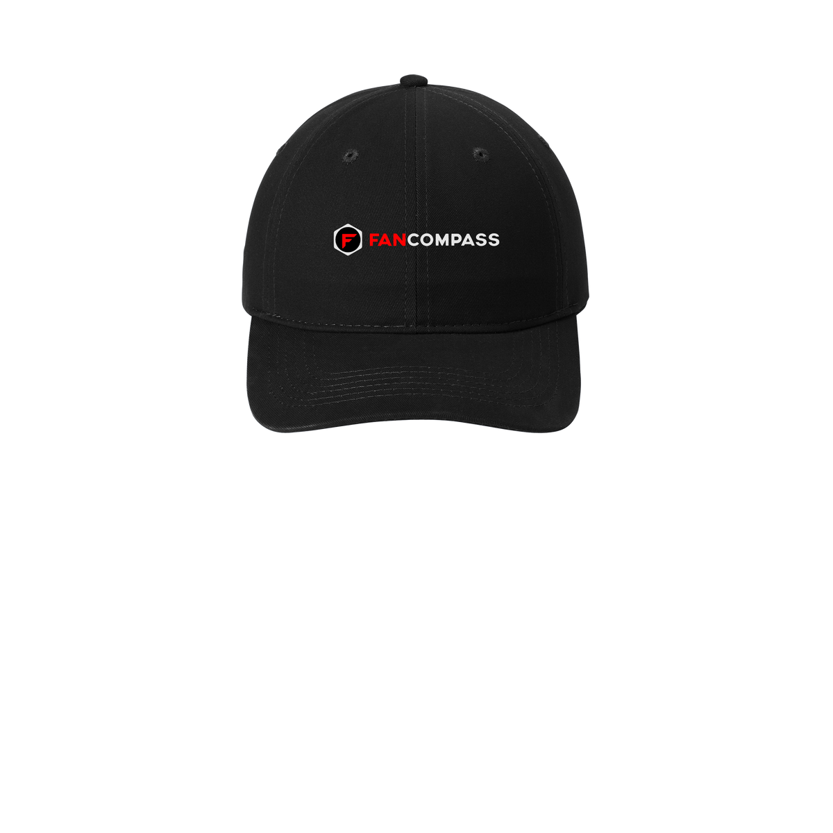 fancompass-low-profile-dad-cap-embroidery-capfront-CP77-black-flat-front