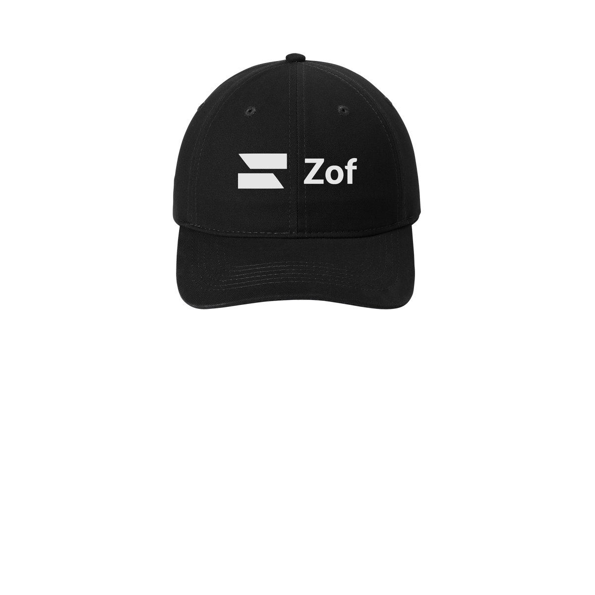 zof-low-profile-dad-cap-embroidery-capfront-CP77-black-flat-front