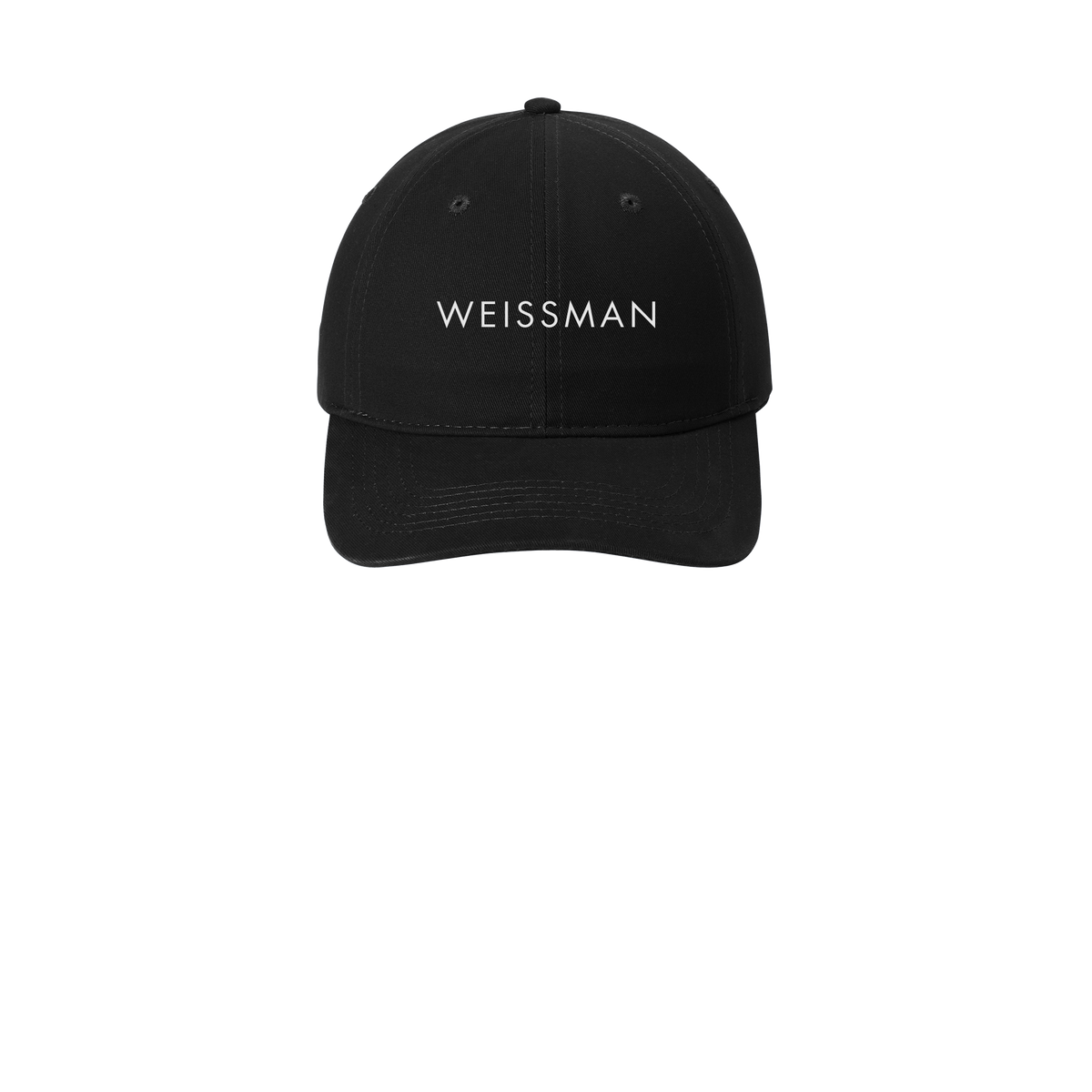 weissmans-low-profile-dad-cap-embroidery-capfront-CP77-black-flat-front