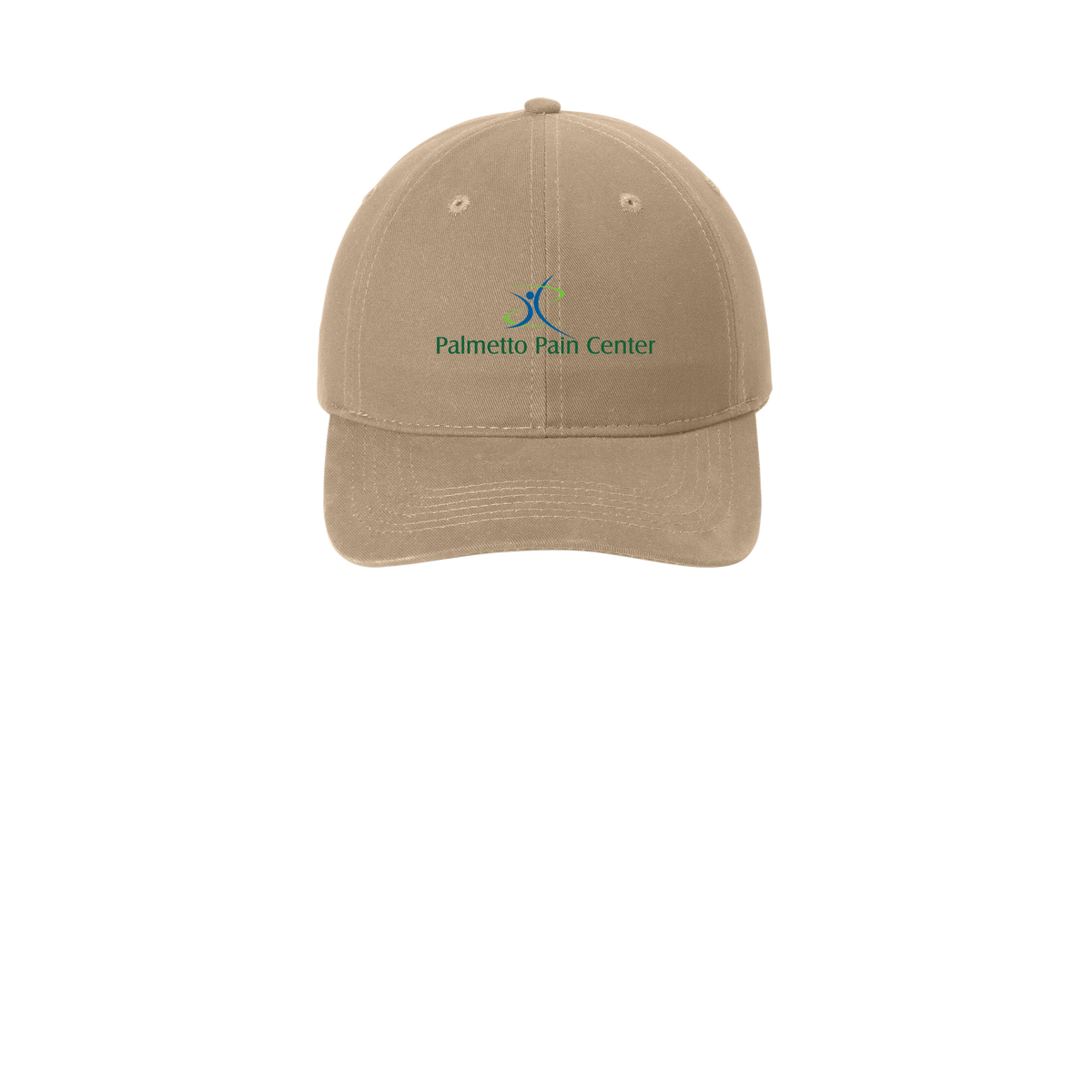 palmetto-pain-center-low-profile-dad-cap-embroidery-capfront-CP77-khaki-flat-front