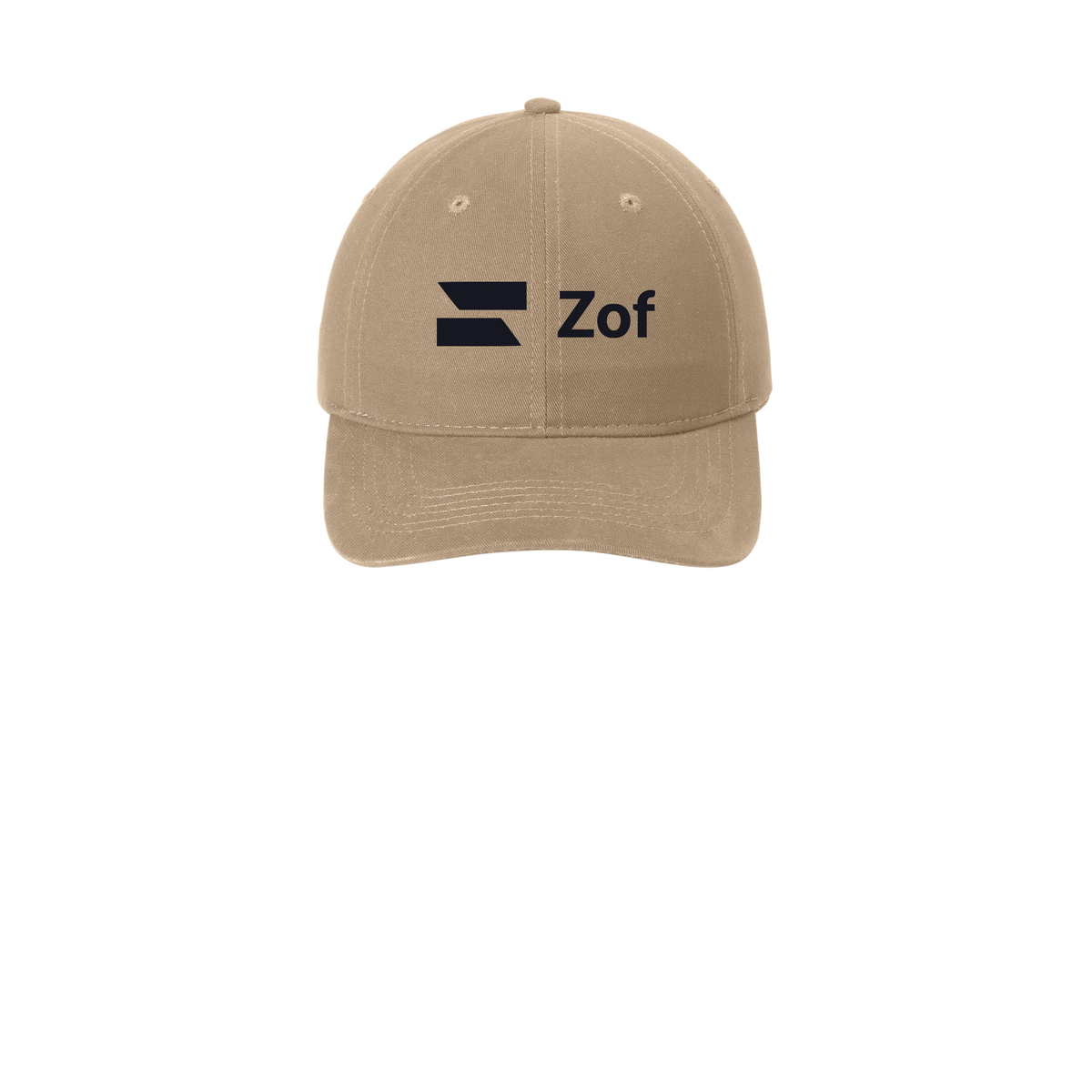 zof-low-profile-dad-cap-embroidery-capfront-CP77-khaki-flat-front