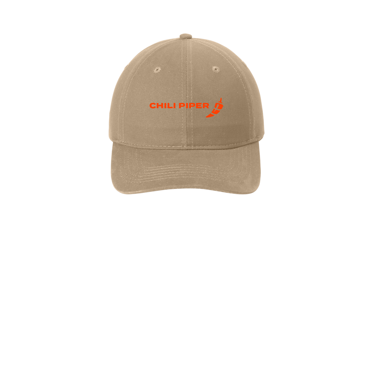 chilipiper-low-profile-dad-cap-embroidery-capfront-CP77-khaki-flat-front