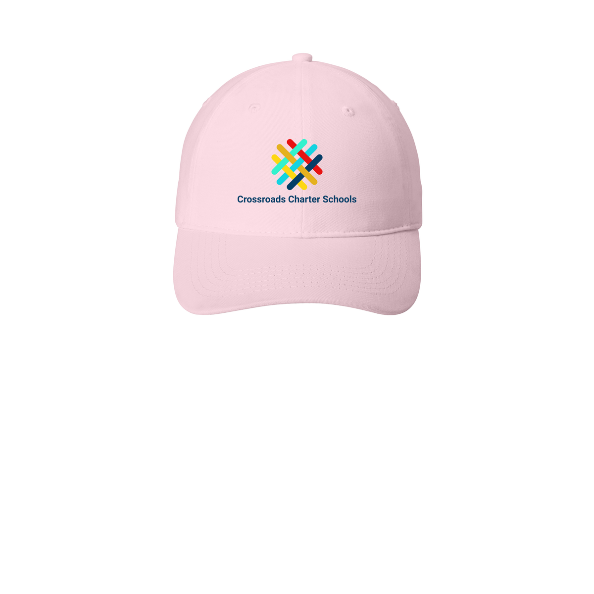 crossroadsschoolskc-low-profile-dad-cap-embroidery-capfront-CP77-lightpink-flat-front