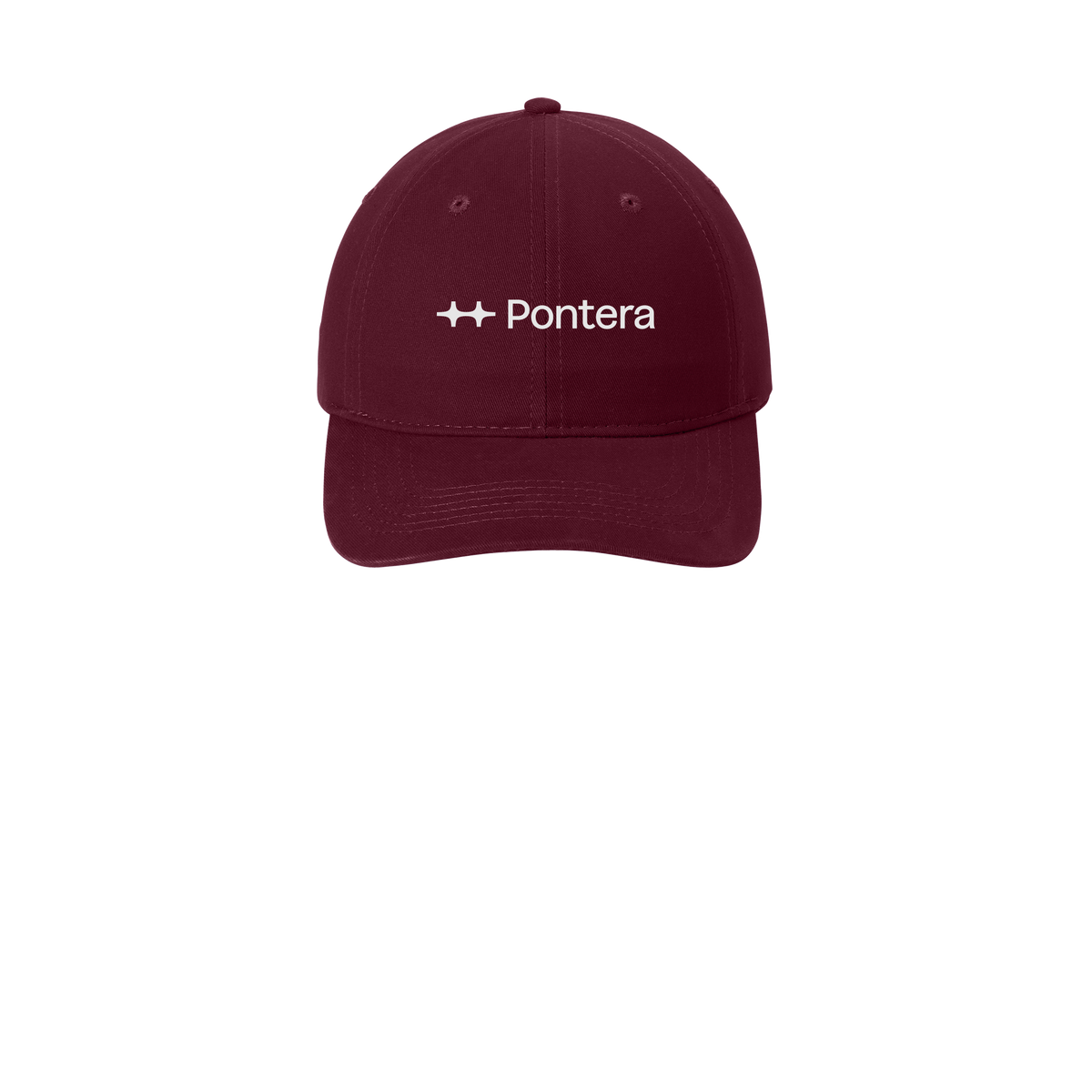 pontera-low-profile-dad-cap-embroidery-capfront-CP77-maroon-flat-front